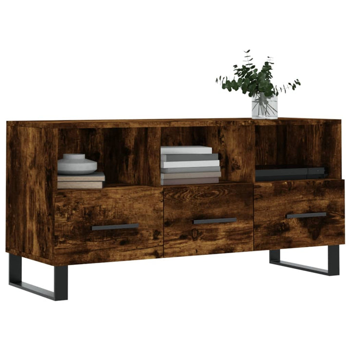 Tv-meubel 102x36x50 cm bewerkt hout gerookt eikenkleurig