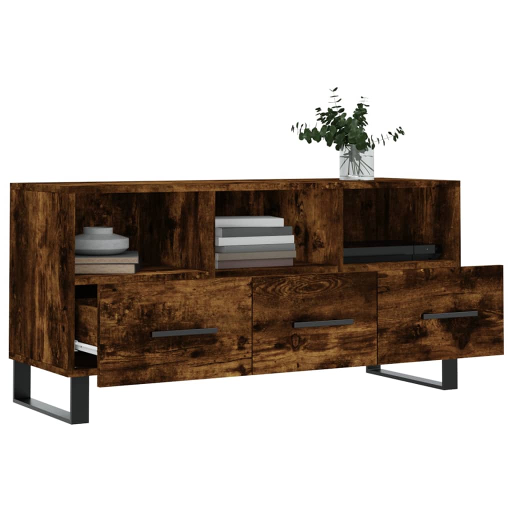 Tv-meubel 102x36x50 cm bewerkt hout gerookt eikenkleurig