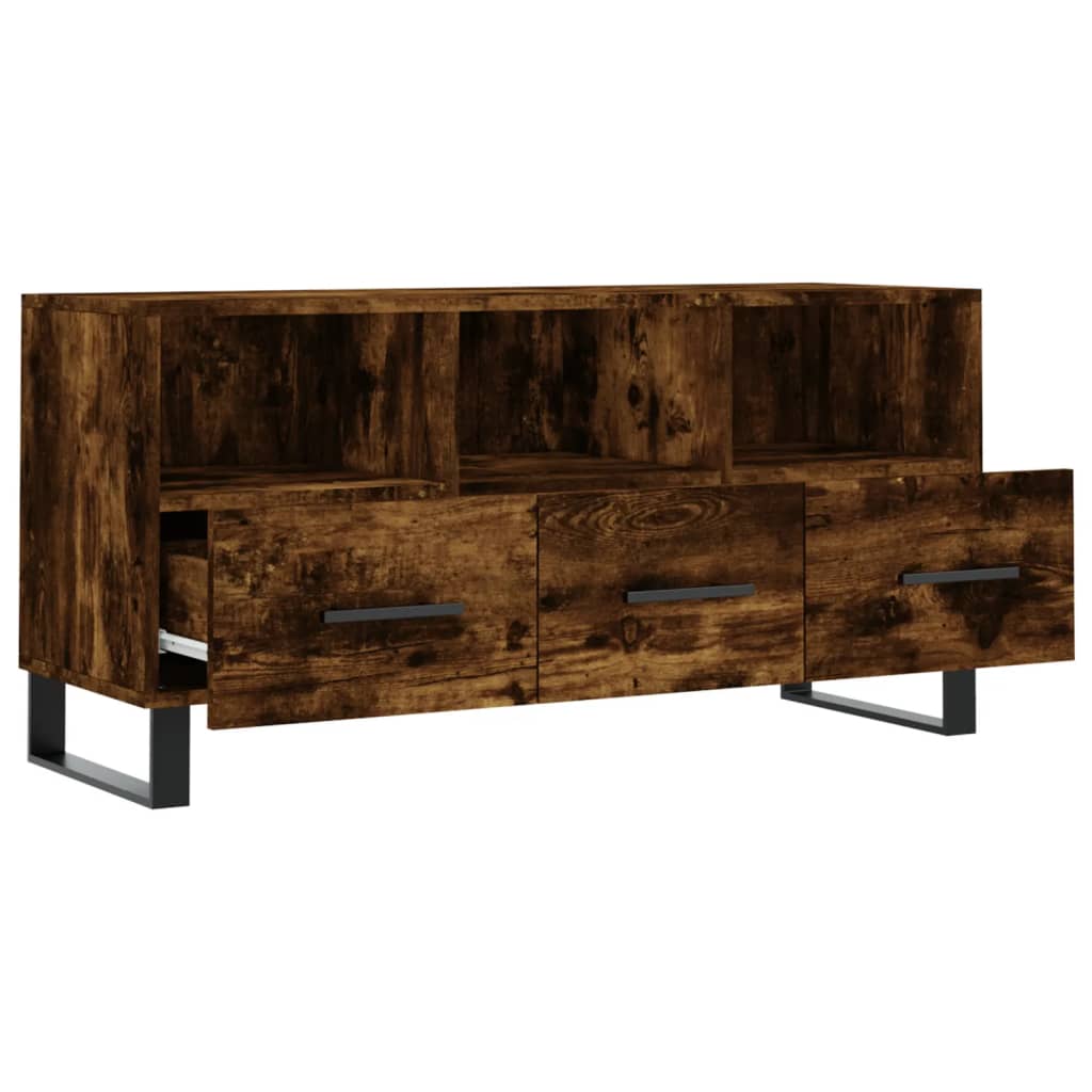 Tv-meubel 102x36x50 cm bewerkt hout gerookt eikenkleurig