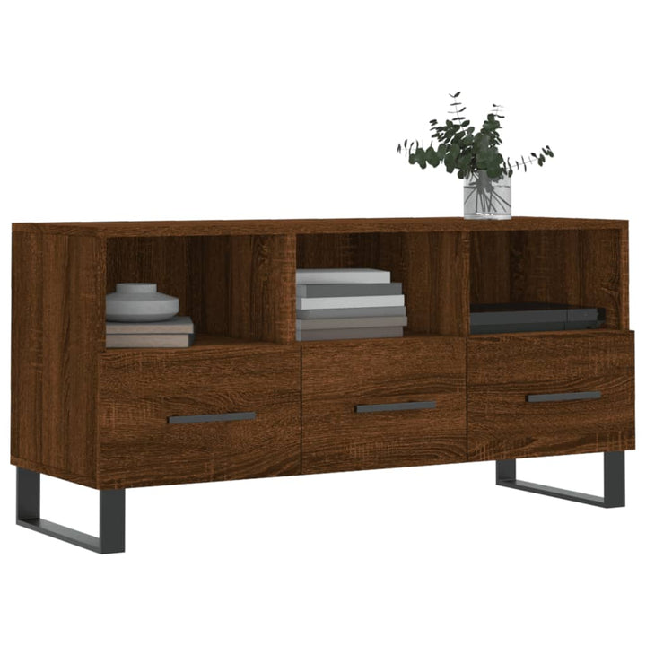 Tv-meubel 102x36x50 cm bewerkt hout bruin eikenkleur