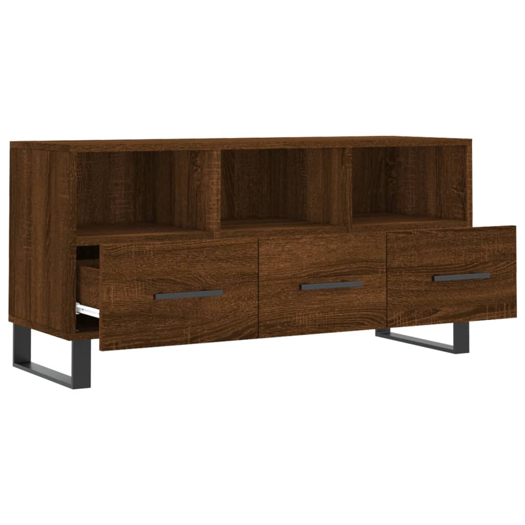 Tv-meubel 102x36x50 cm bewerkt hout bruin eikenkleur