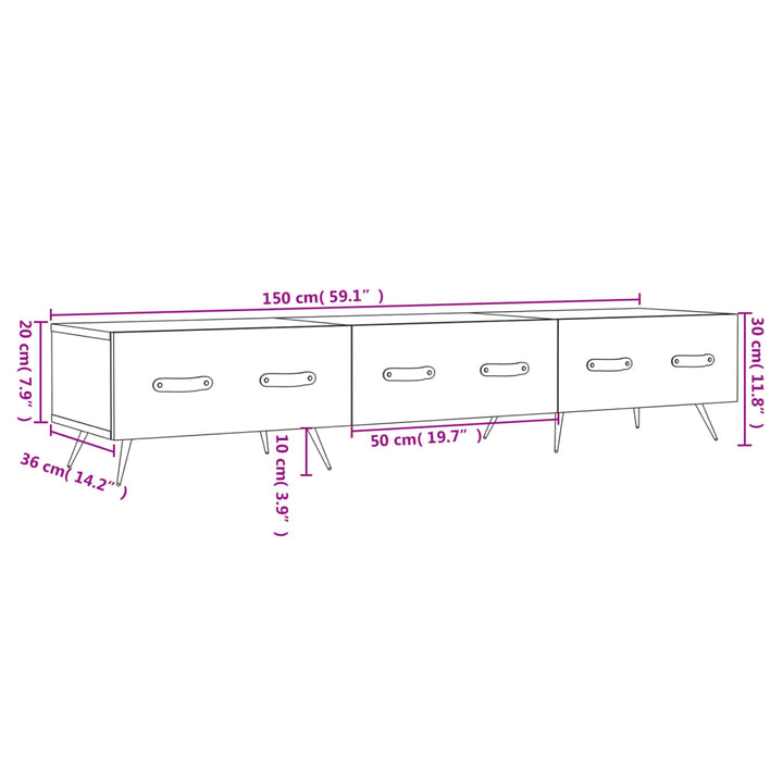 Tv-meubel 150x36x30 cm bewerkt hout sonoma eikenkleurig