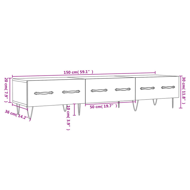 Tv-meubel 150x36x30 cm bewerkt hout bruin eikenkleur