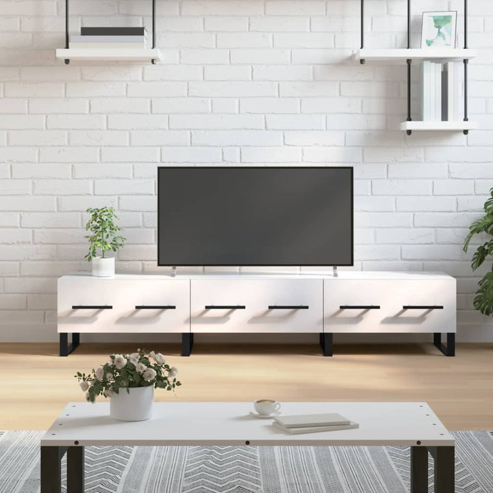 Tv-meubel 150x36x30 cm bewerkt hout hoogglans wit