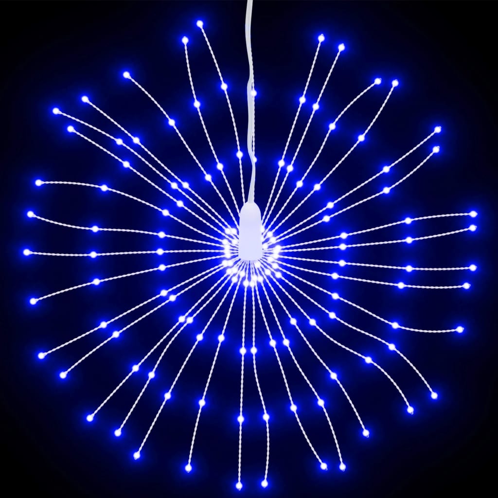 Kerstverlichting vuurwerk 2 st 140 blauwe LED's 17 cm