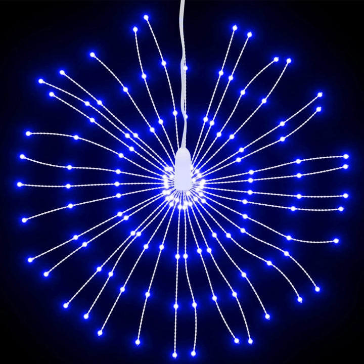 Kerstverlichting vuurwerk 2 st 140 blauwe LED's 17 cm