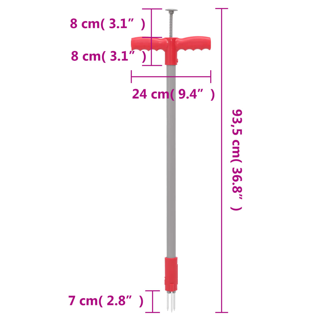 Onkruidsteker 93,5 cm gepoedercoat staal rood en grijs