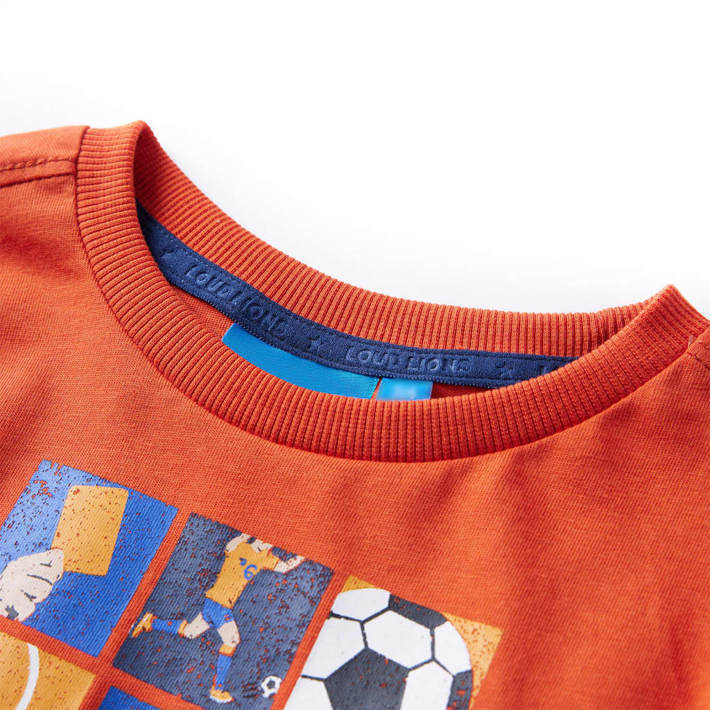 Kindershirt met lange mouwen voetbalprint 128 oranje