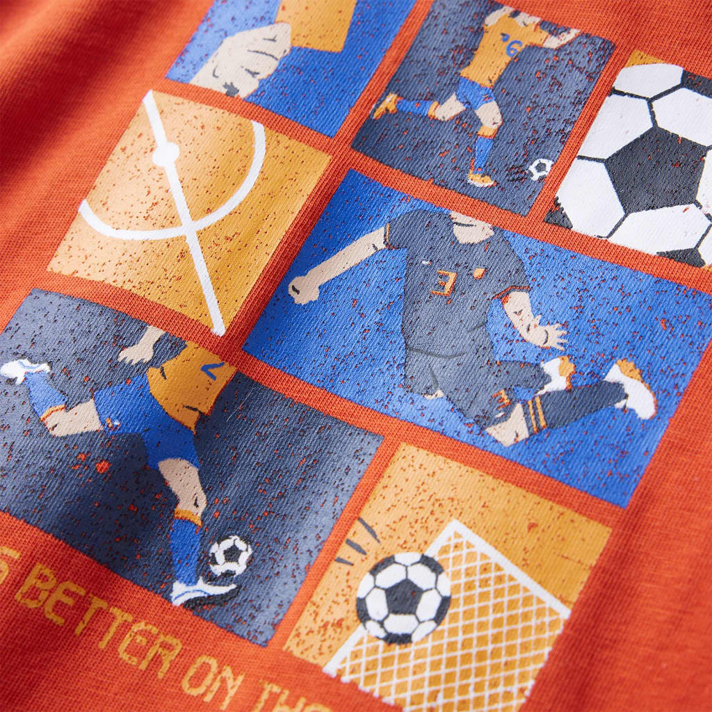 Kindershirt met lange mouwen voetbalprint 128 oranje