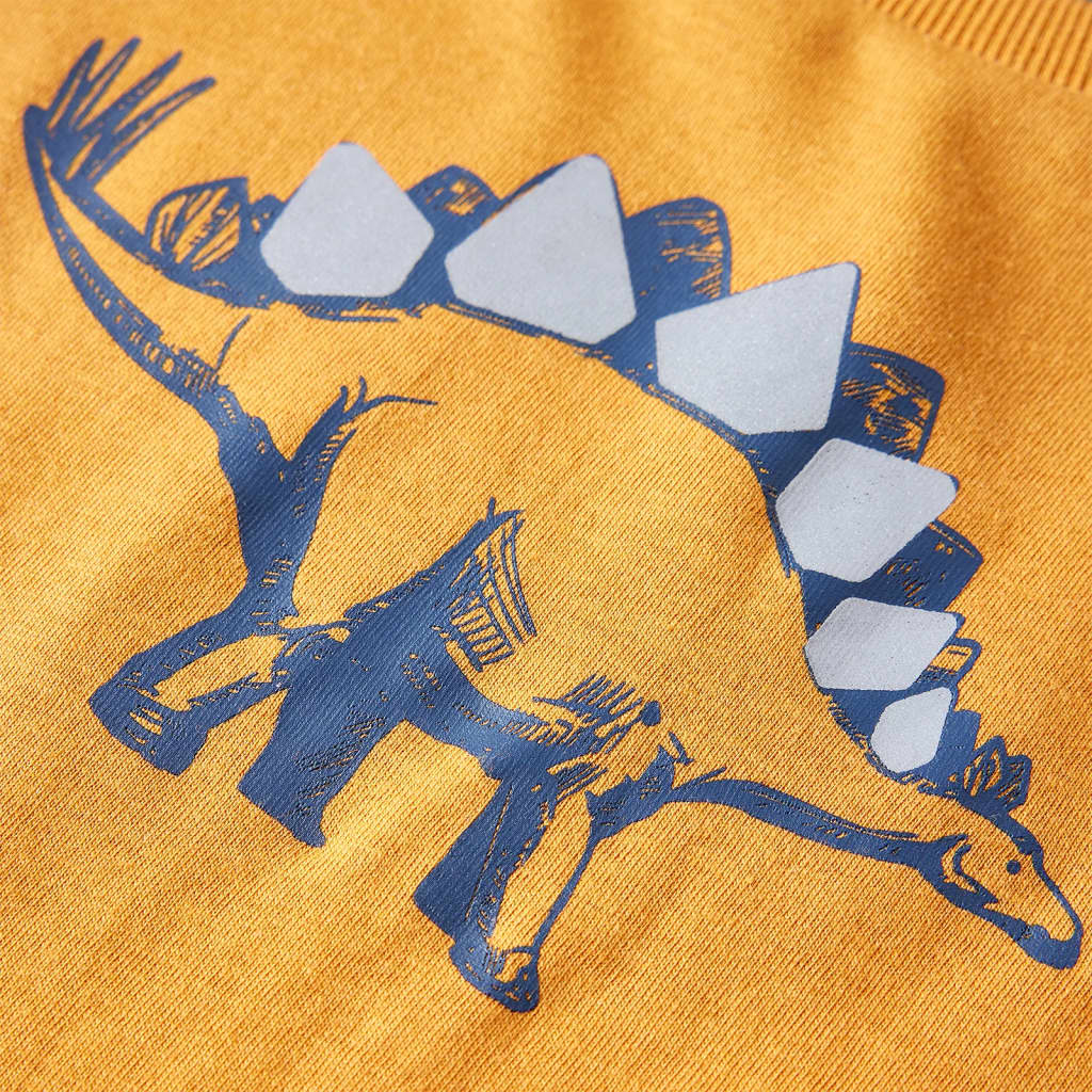Kindershirt met lange mouwen dinosaurusprint 104 donkerokerkleurig