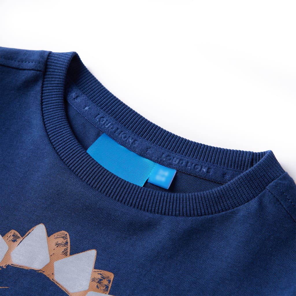 Kindershirt met lange mouwen dinosaurusprint 92 marineblauw
