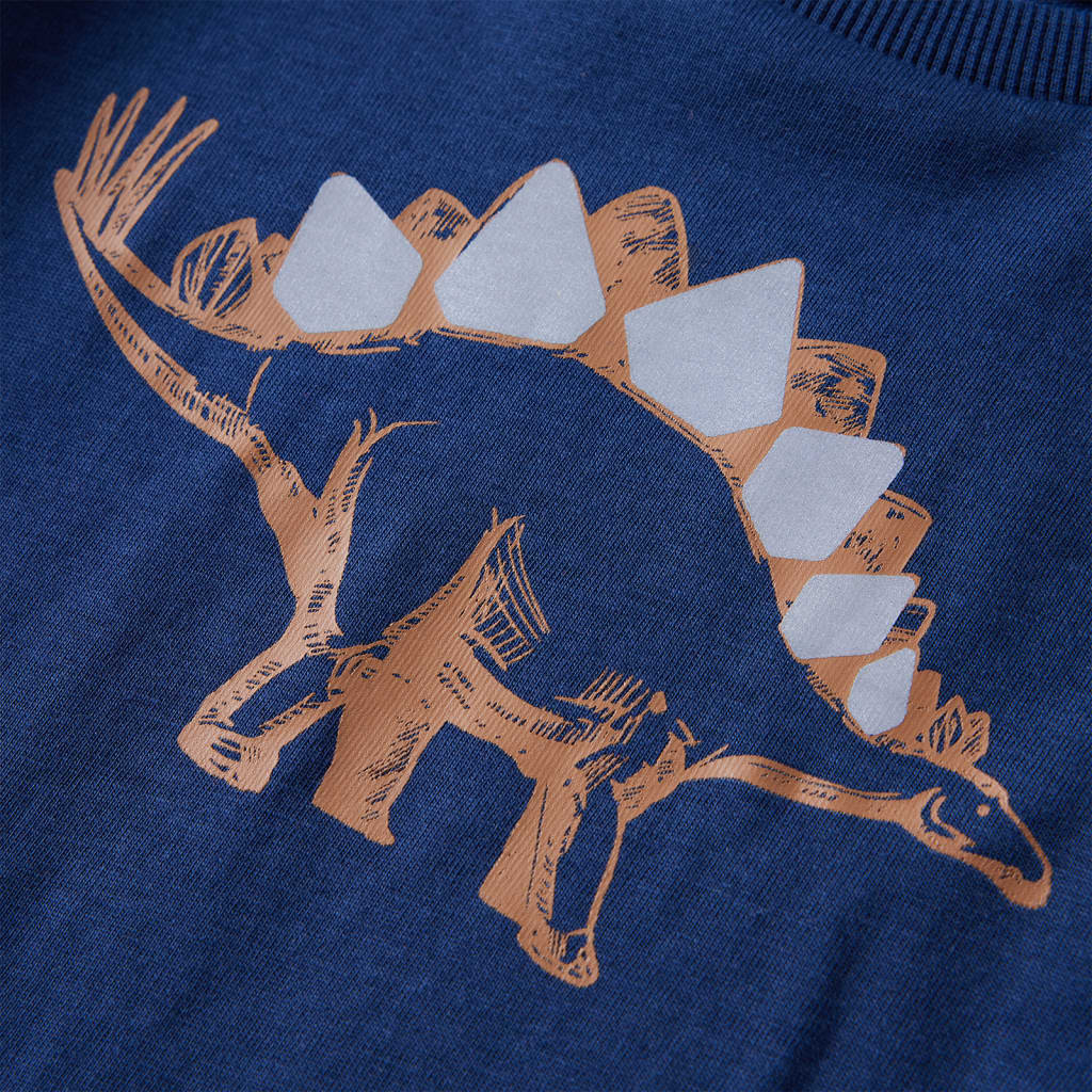 Kindershirt met lange mouwen dinosaurusprint 92 marineblauw