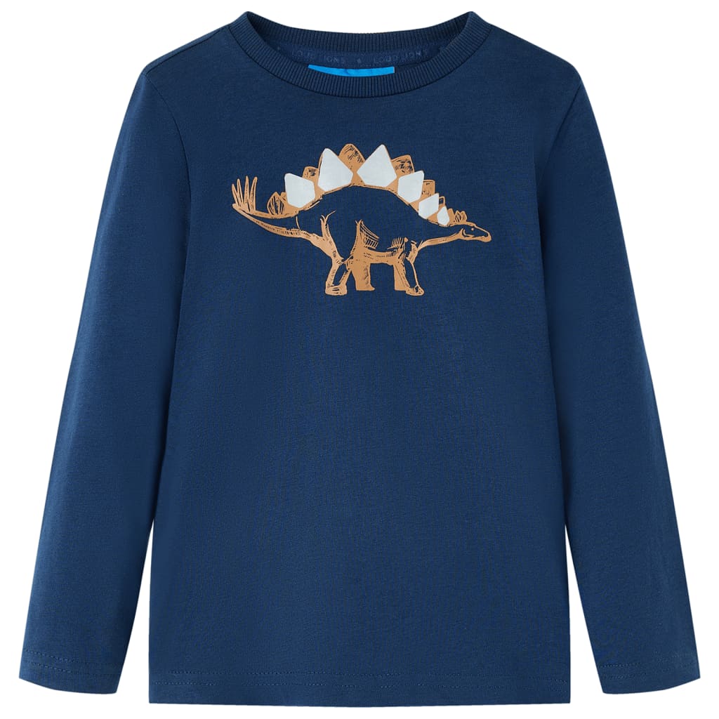 Kindershirt met lange mouwen dinosaurusprint 128 marineblauw