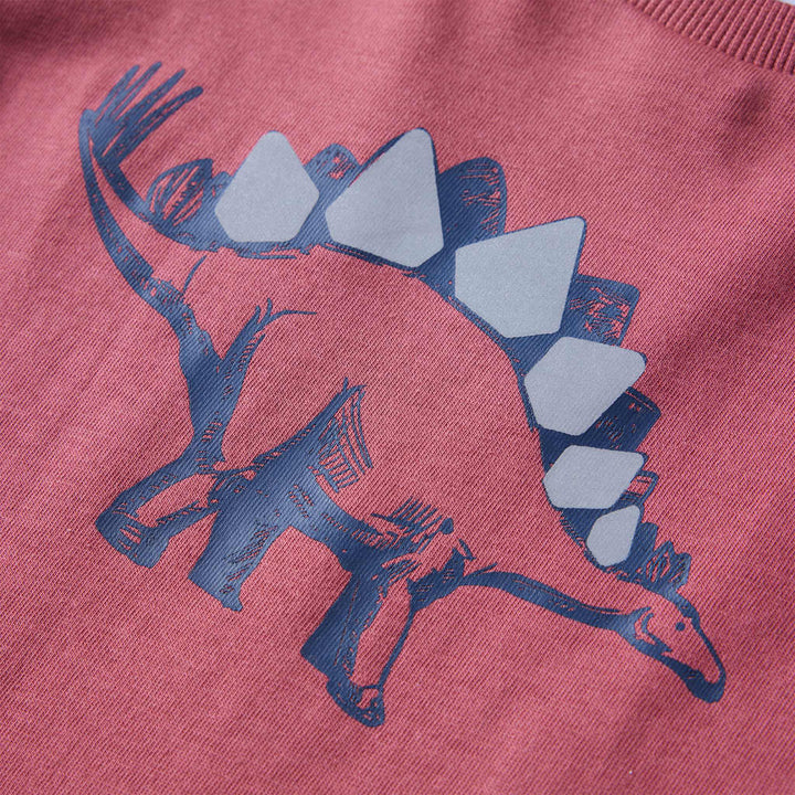 Kindershirt met lange mouwen dinosaurusprint 104 donkerrood
