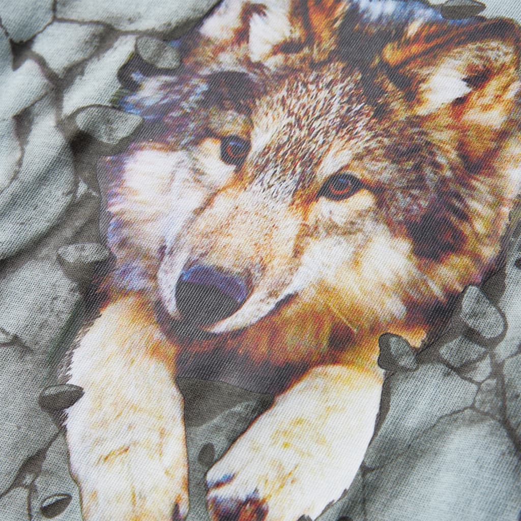 Kindershirt met lange mouwen wolvenprint 116 lichtblauw