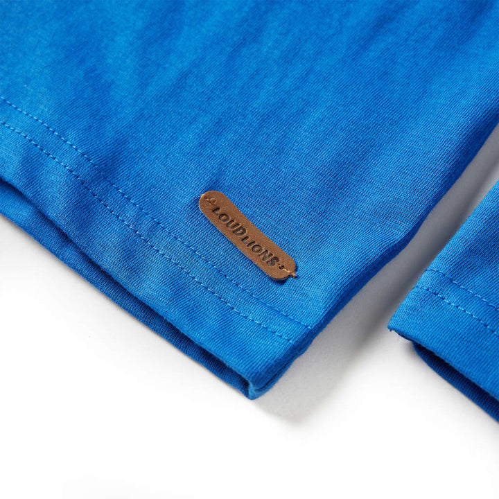 Kindershirt met lange mouwen runderprint 128 kobaltblauw