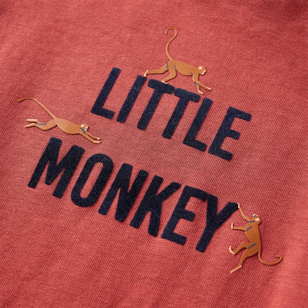 Kindershirt met lange mouwen aapjesprint 128 roodbruin