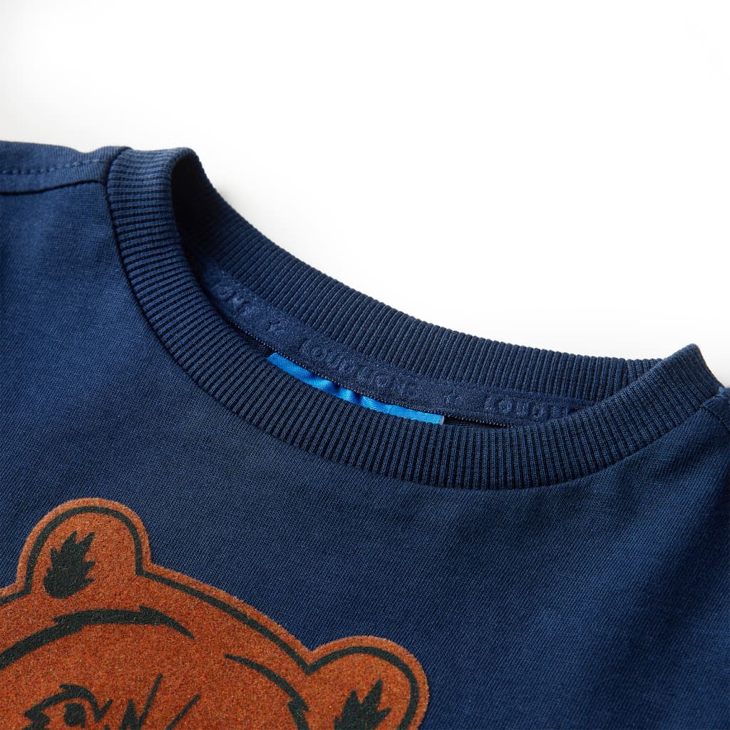 Kindershirt met lange mouwen berenprint 140 marineblauw