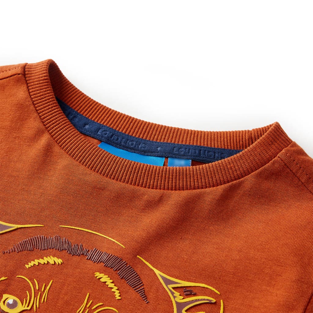 Kindershirt met lange mouwen berenprint 92 lichtroestkleurig
