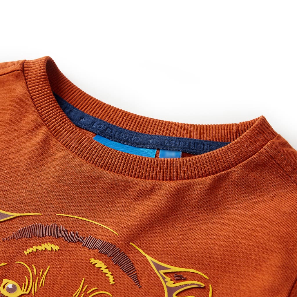 Kindershirt met lange mouwen dierenprint 116 lichtroestkleurig