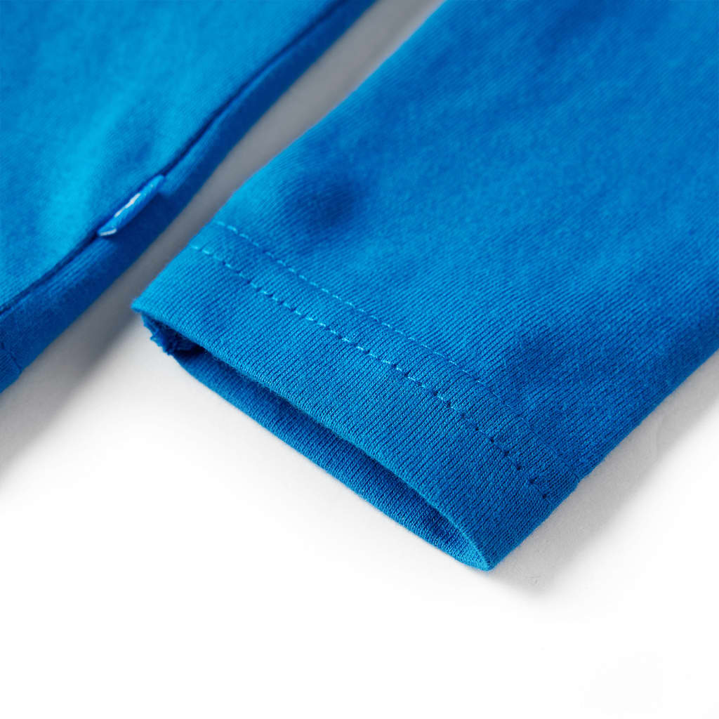 Kindershirt met lange mouwen wilde dierenprint 92 kobaltblauw