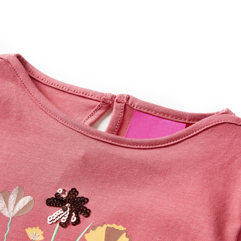 Kindershirt met lange mouwen bloemenprint 104 oudroze