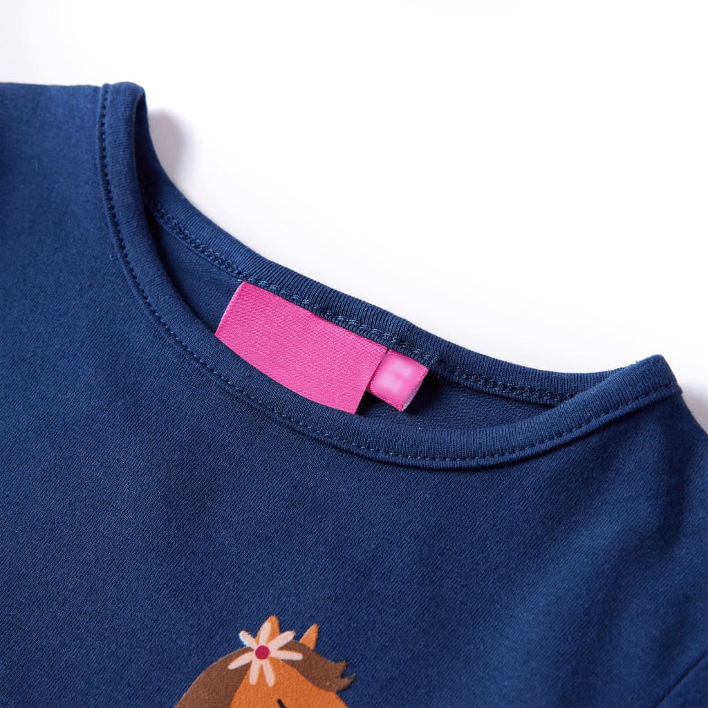 Kindershirt met lange mouwen dierenprint 92 marineblauw