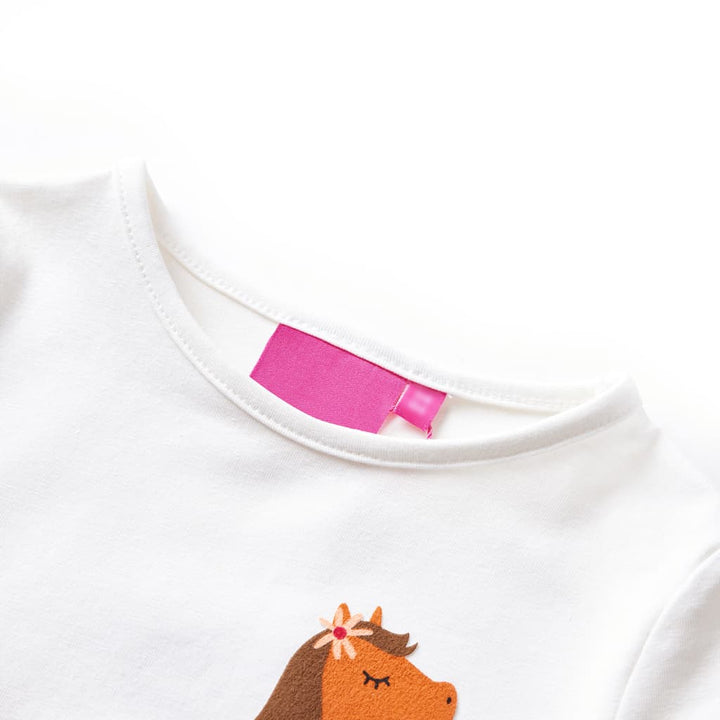 Kindershirt met lange mouwen dierenprint 128 ecrukleurig