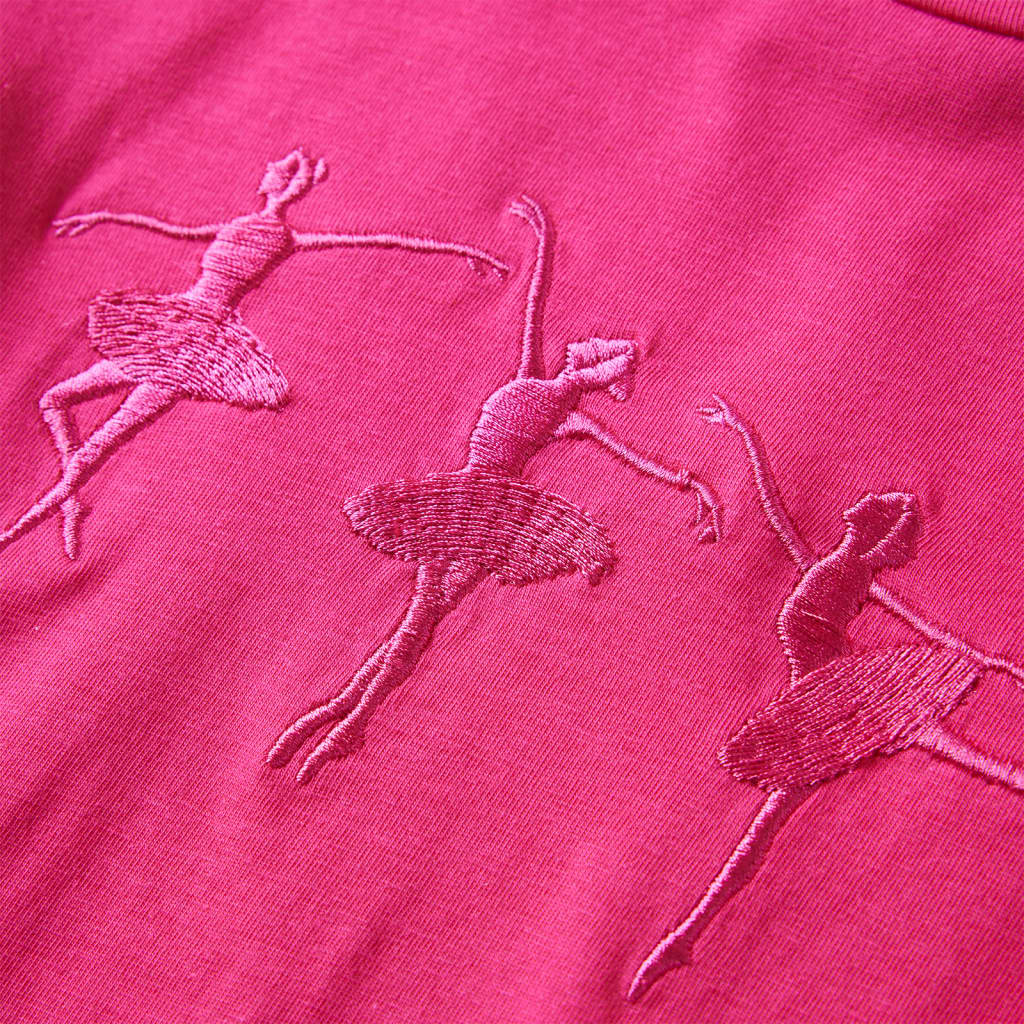 Kindershirt met lange mouwen ballerinaprint 92 felroze