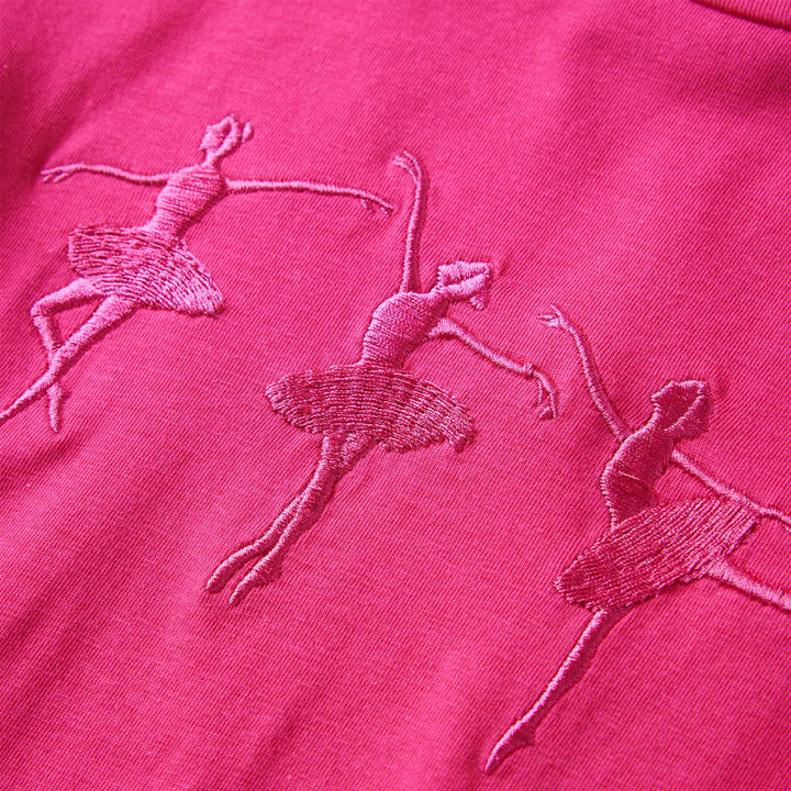 Kindershirt met lange mouwen ballerinaprint 92 felroze