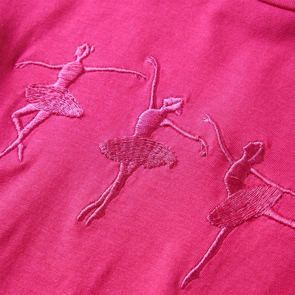 Kindershirt met lange mouwen ballerinaprint 140 felroze