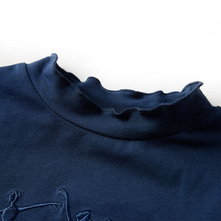 Kindershirt lange mouwen ballerinaprint 104 marineblauw