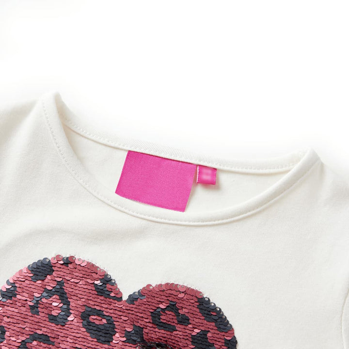 Kindershirt met lange mouwen pailletten hart 104 ecru