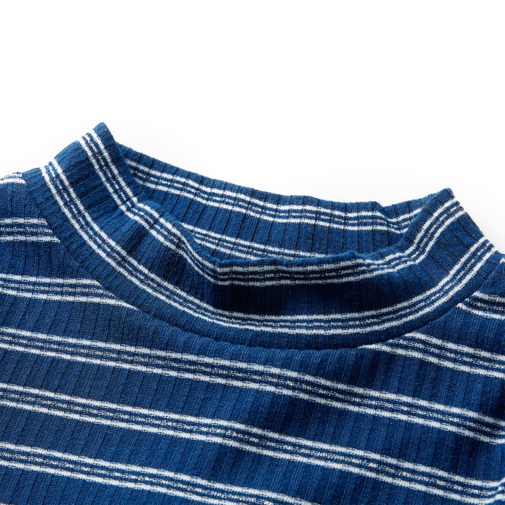 Kindershirt met lange mouwen gestreept 128 marineblauw
