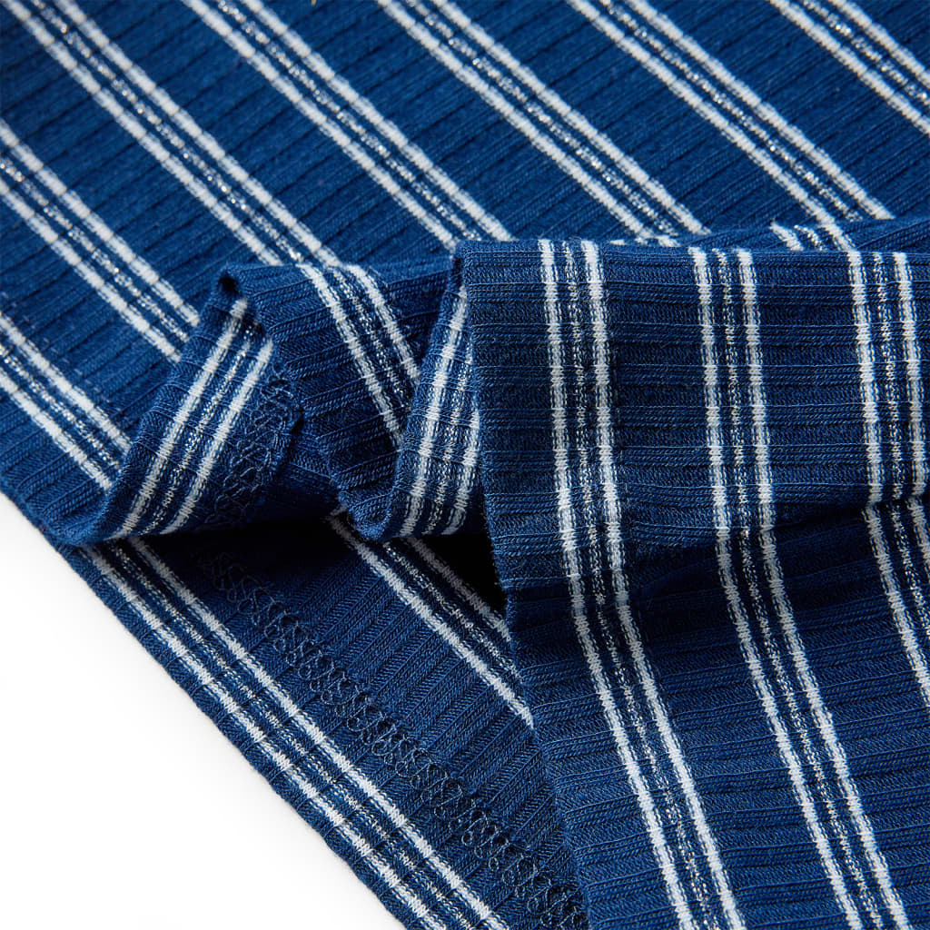 Kindershirt met lange mouwen gestreept 128 marineblauw