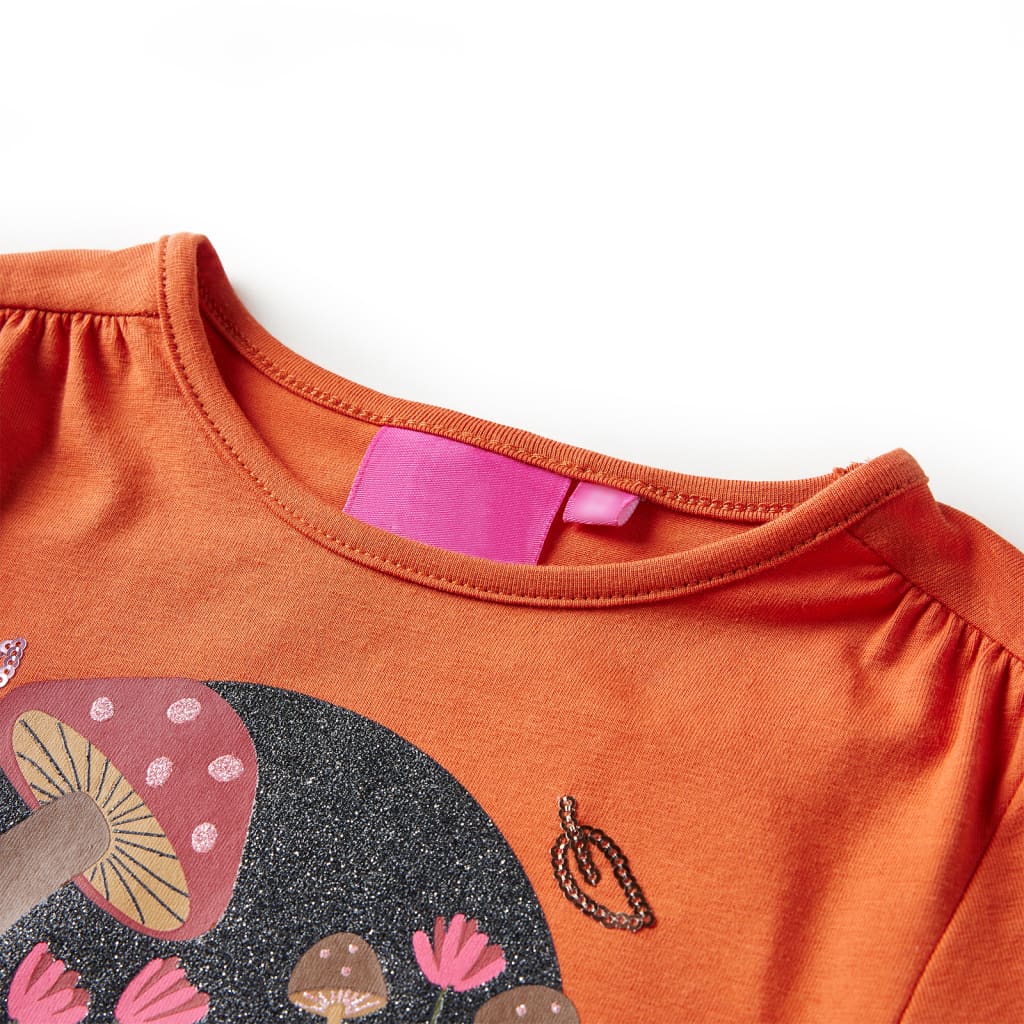Kindershirt met lange mouwen eekhoornprint 104 oranjebruin