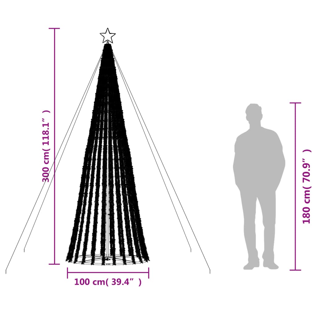 Lichtkegel 688 blauwe LED's 300 cm