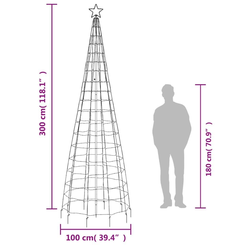 Lichtkegel met grondpinnen 570 meerkleurige LED's 300 cm