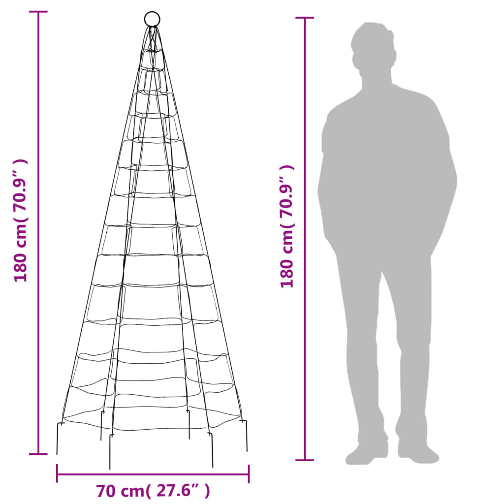 Lichtkegel aan vlaggenmast 200 koudwitte LED's 180 cm