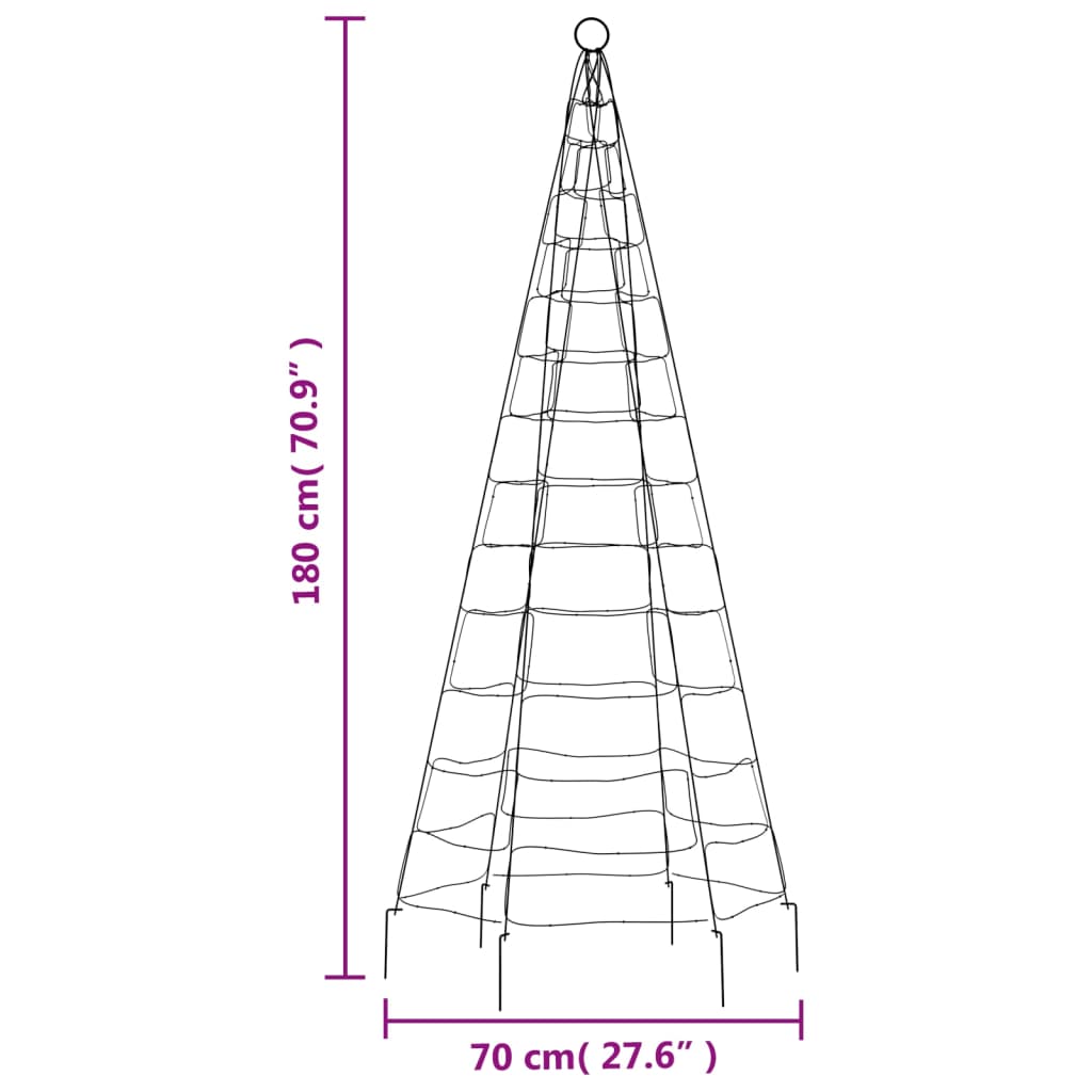 Lichtkegel aan vlaggenmast 200 blauwe LED's 180 cm