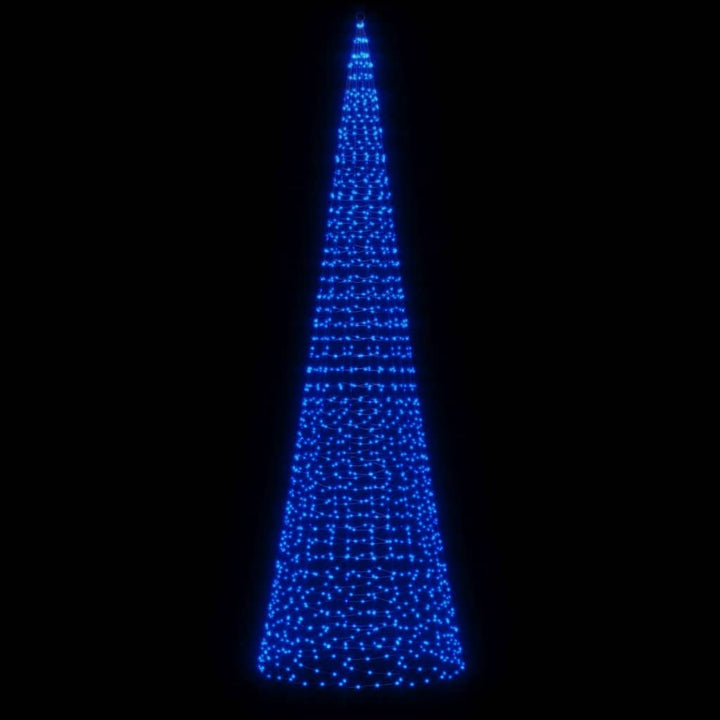 Lichtkegel aan vlaggenmast 1534 blauwe LED's 500 cm