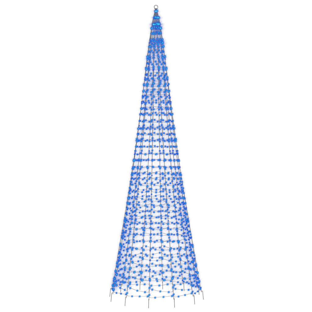 Lichtkegel aan vlaggenmast 1534 blauwe LED's 500 cm