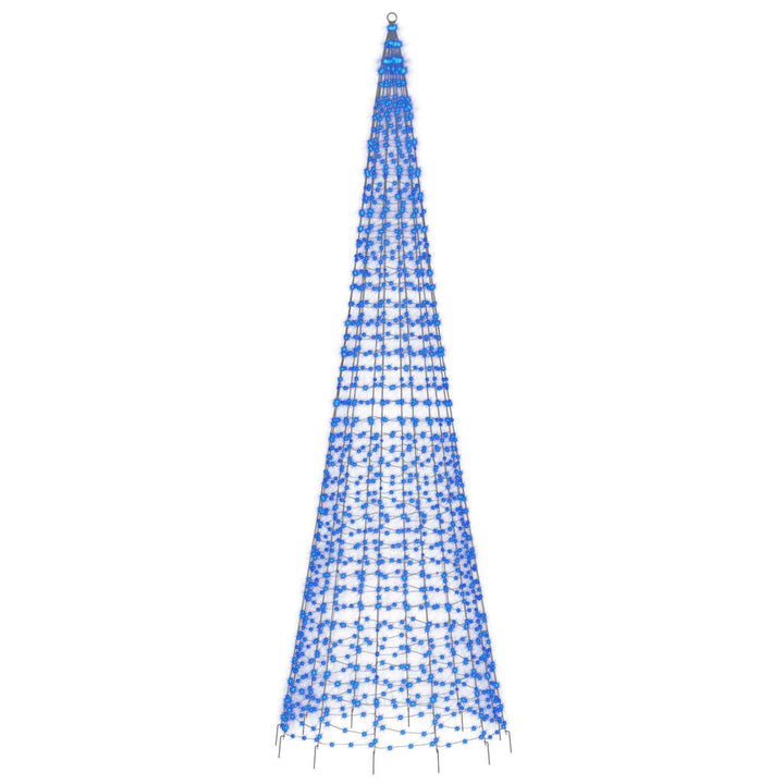 Lichtkegel aan vlaggenmast 1534 blauwe LED's 500 cm