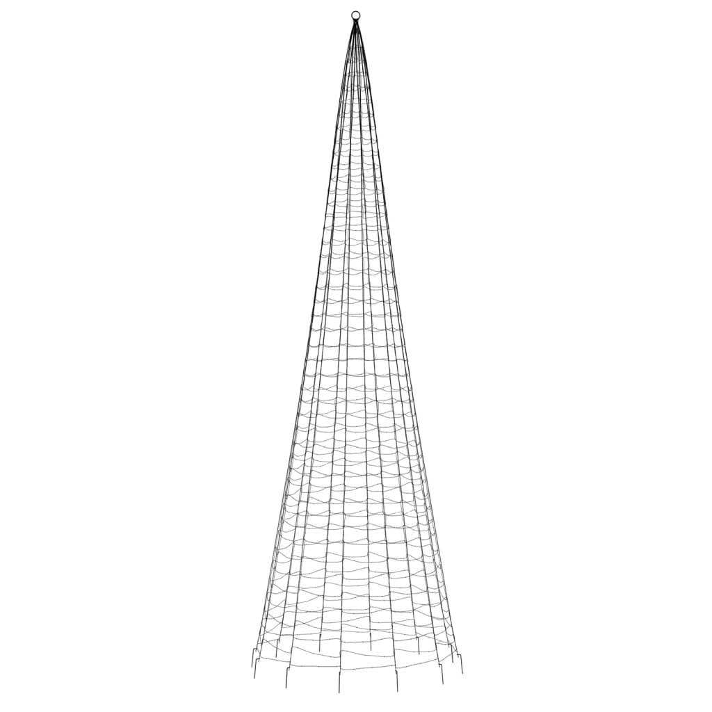 Lichtkegel aan vlaggenmast 1534 blauwe LED's 500 cm