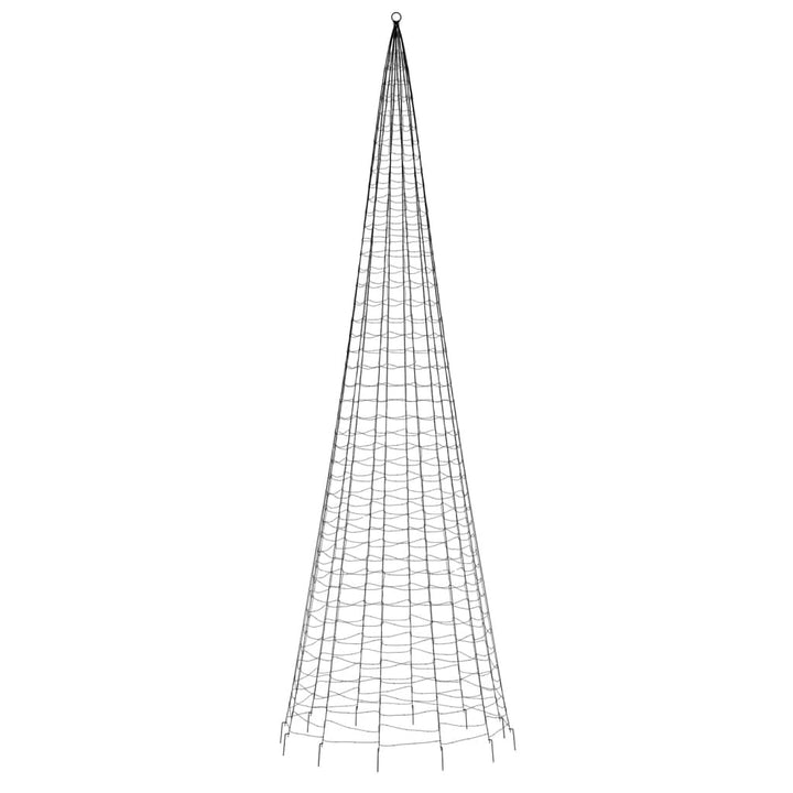 Lichtkegel aan vlaggenmast 1534 blauwe LED's 500 cm