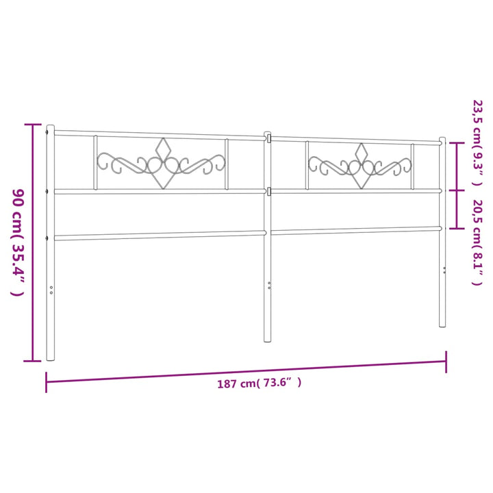 Hoofdbord 180 cm metaal zwart