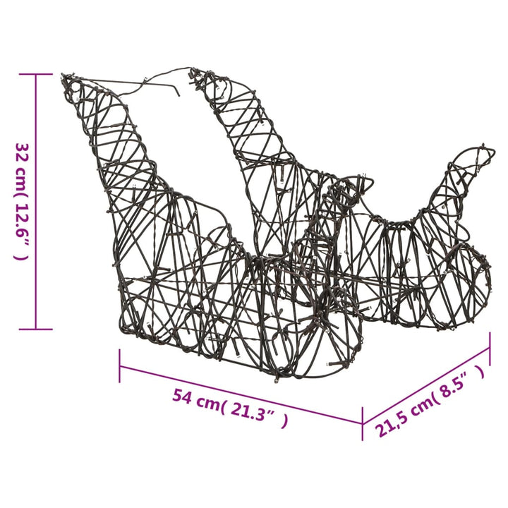 Kerstversiering rendieren en sleeën 320 LED's rattan warmwit