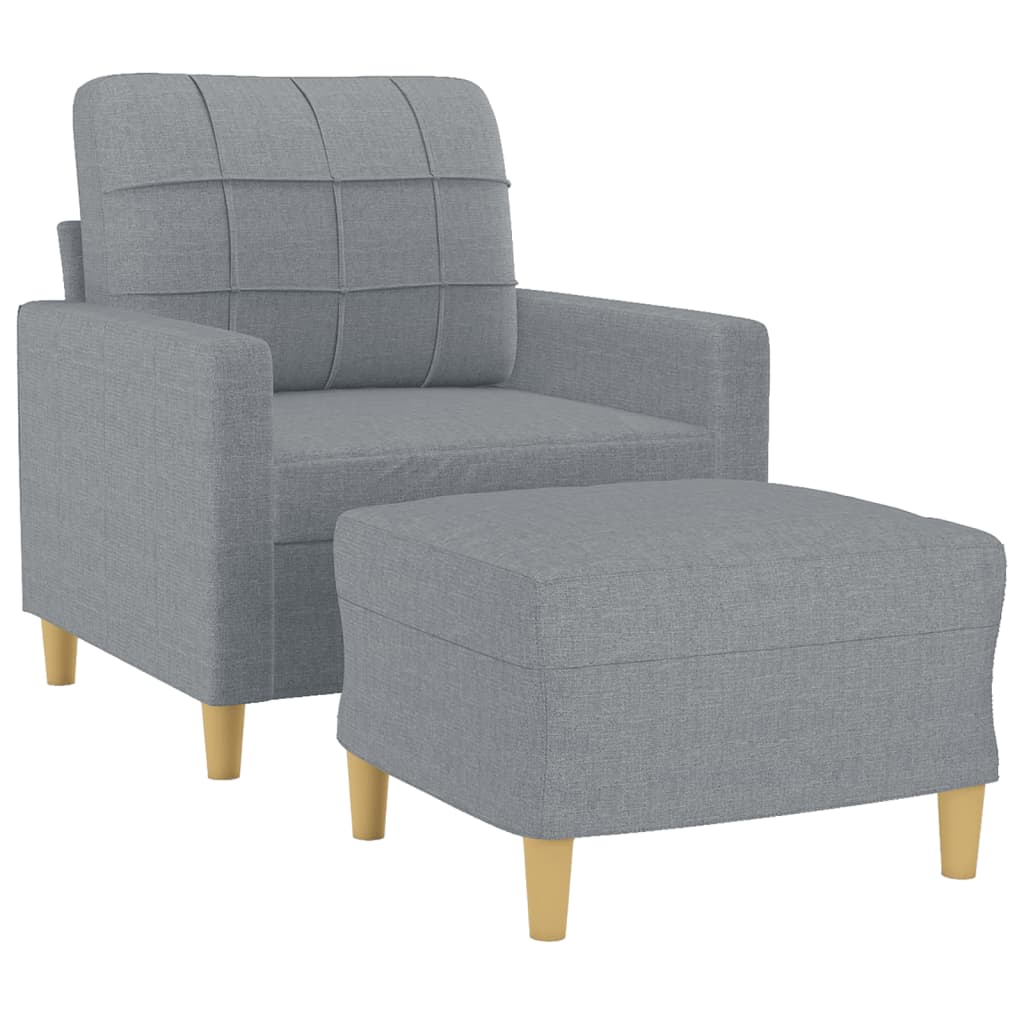 Fauteuil met voetenbank 60 cm stof lichtgrijs