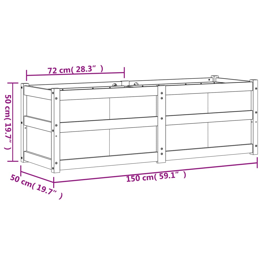 Plantenbak 150x50x50 cm massief grenenhout