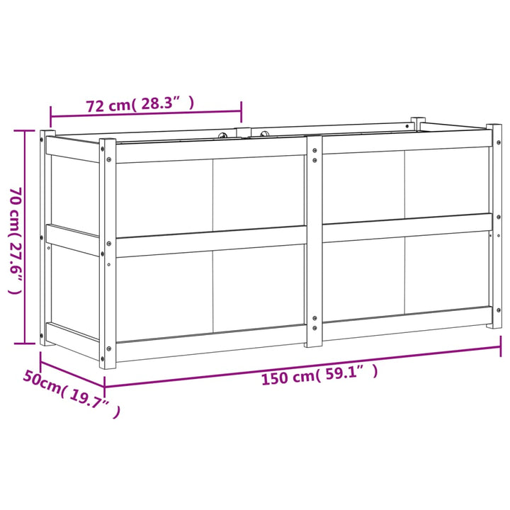 Plantenbak 150x50x70 cm massief grenenhout